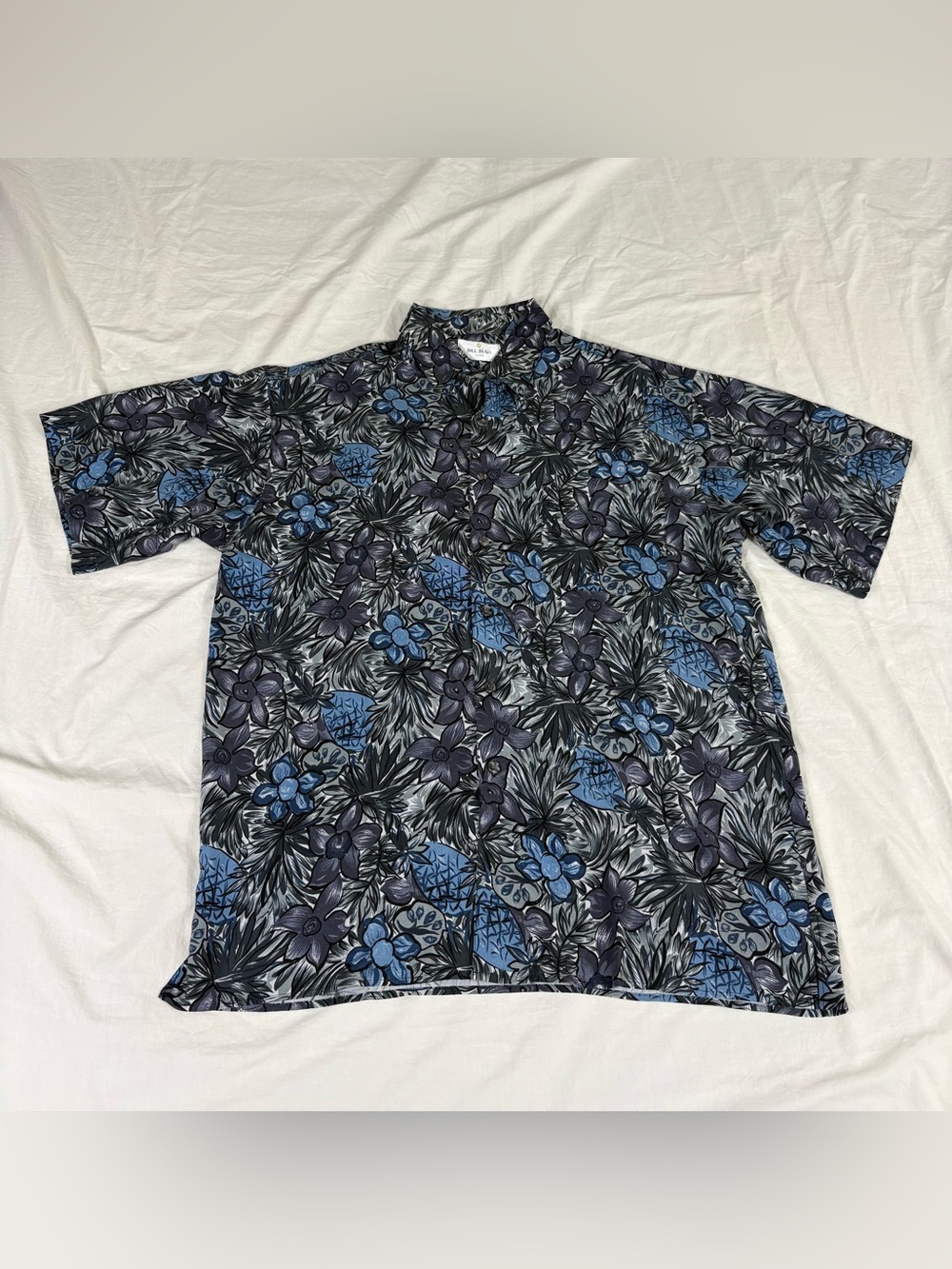 Bill Blass Mens Multicolor Floral Short Sleeve Button Up Silk Shirt XL